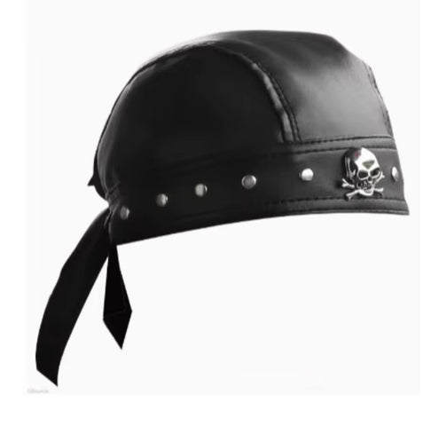 Leather biker cap